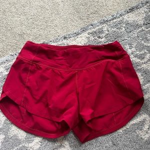 Red lululemon shorts